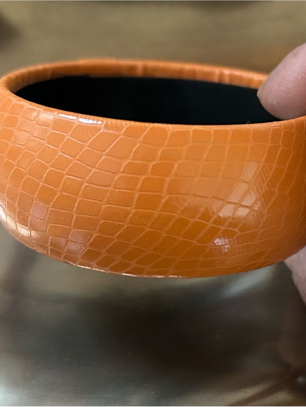 Leather wrapped orange bracelet EUC